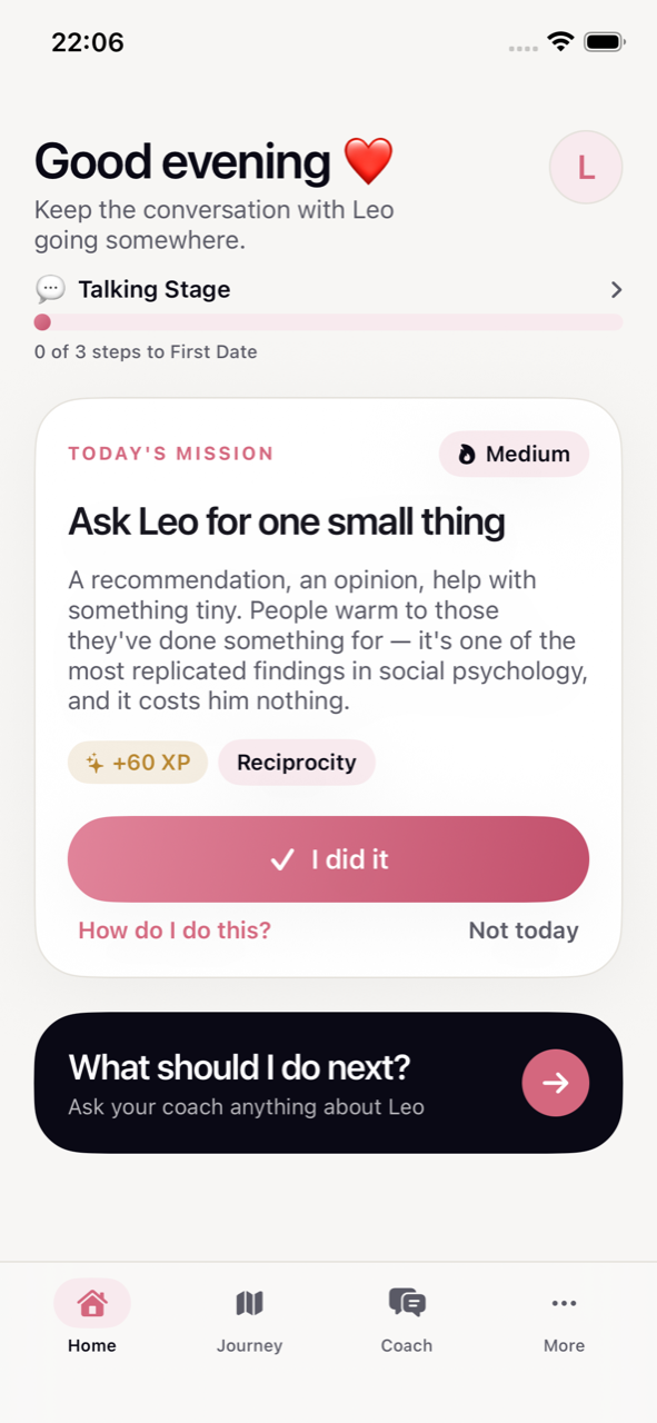 The GetHim home screen showing today's mission